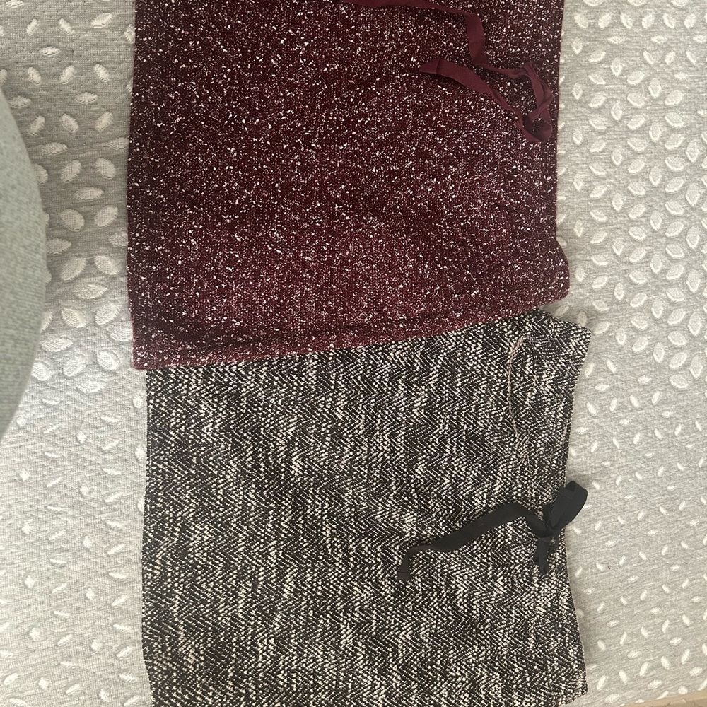 LOFT Burgundy and White Textured Skirt
